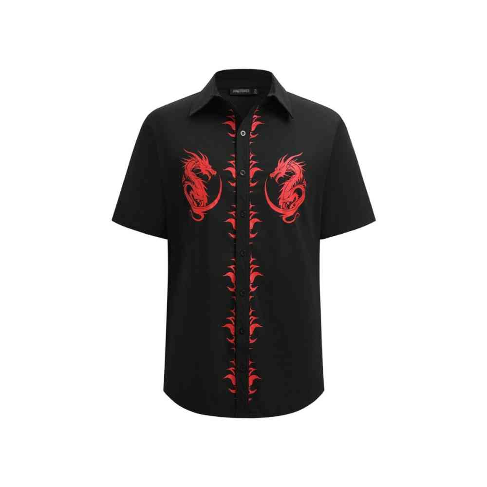 Jawbreaker - Dragon And Flame Printed Overhemd - Zwart